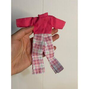VTG Barbie Doll Retro Colorblock Plaid Pants & Pink Top – Stylish Outerwear Set